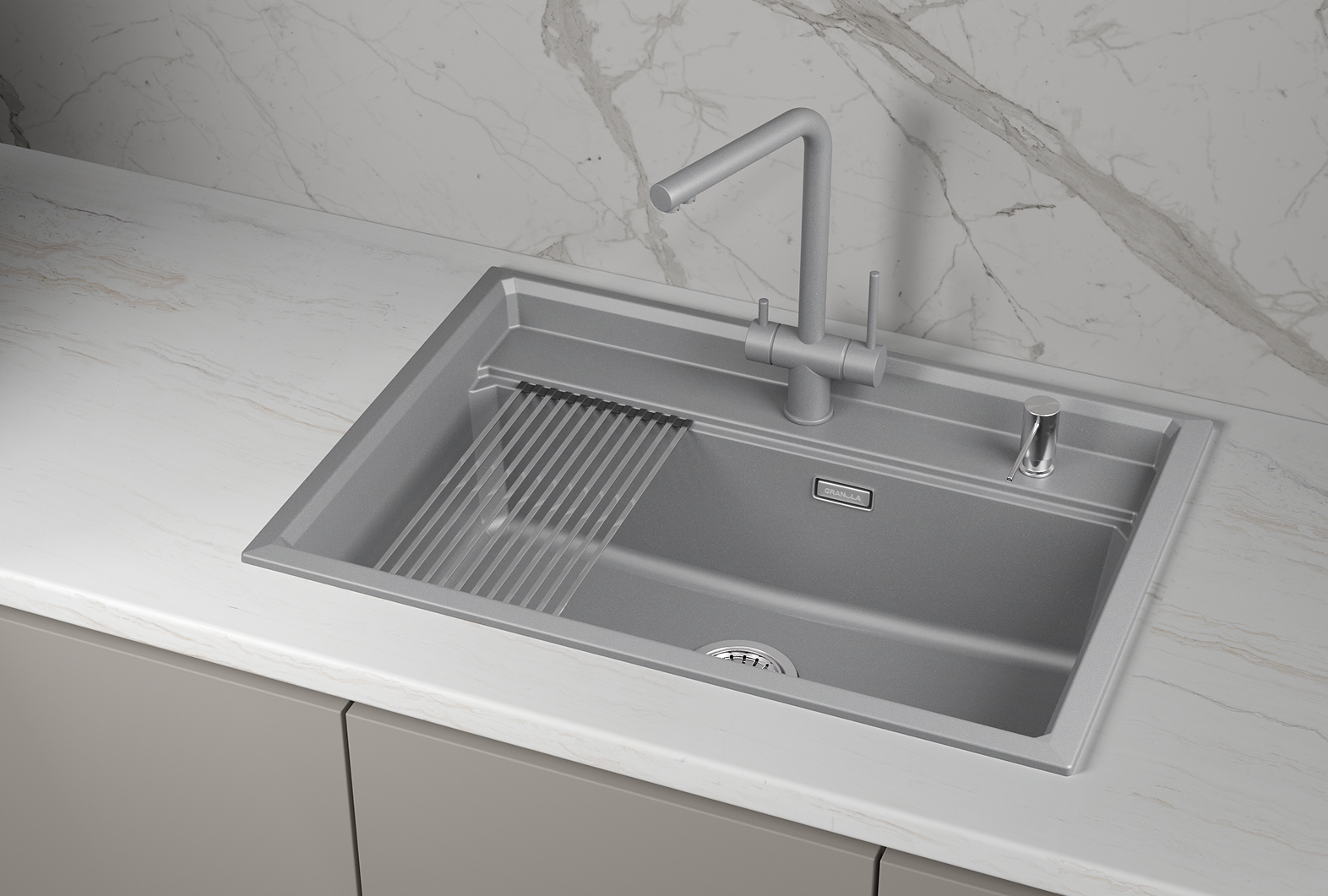 Мойка для кухни Granula Kitchen Space 7301i алюминиум, 73х51 см, прямоугольная